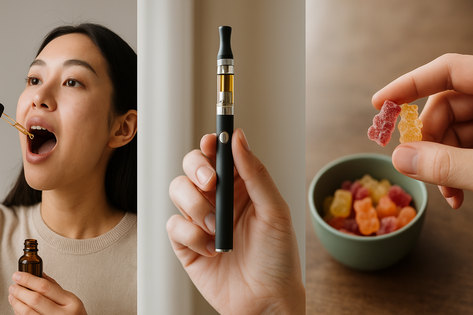 舌下・ベイプ・グミの3手段の情景写真