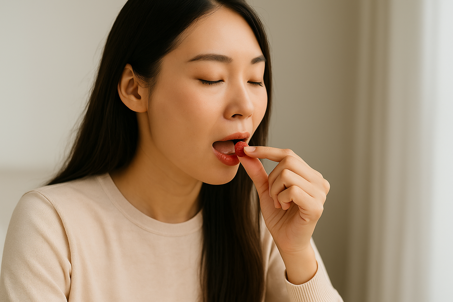 ゆっくり噛む・舌の上で少し溶かす